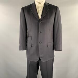 ISAIA Chest Size 42 Black Wool Notch Lapel Suit